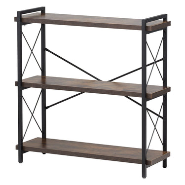 Metal Bookshelf Rustic Bookshelf 3-Tier for Living room Bedroom & Office