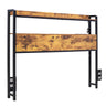Headboard for Full Size Bed, Adjustable Height Headboard with 2 Shelves Storage, Freestanding Head Board with Charging Station and LED Light for Different Bed Frames, Easy Assembly, Brown