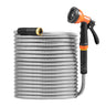 Metal Garden Hose 100 ft, Rust Proof Stainless Steel Water Hose, Heavy Duty Backyard Hose with 10 Function Nozzle, No-Kink & Flexible Water Pipe, Lightweight Metal Hose for Yard, Outdoor