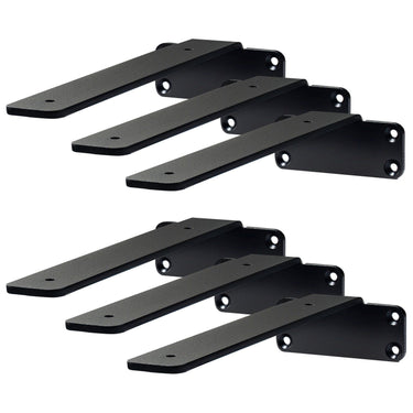 Shelf Bracket, 12'L x 4'W x 1.6'H 6 Pcs, Heavy Duty Floating Shelf Brackets, Brackets for Shelves, 5mm Thick Matte Black L Shelf Bracket,Steel Shelving Brackets with 160 lbs Load Capacity