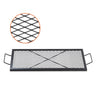 X-Marks Fire Pit Grill Grate, Rectangle Cooking Grate, Heavy Duty Steel Campfire BBQ Grill Grid with Handle & Support X Wire, Portable Camping Cookware for Outside Party Gathering, 32 Inch Black