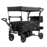 Wagon Stroller for 2 Kids, Push Pull Quad Collapsible Stroller with Adjustable Handle, Encircling Harness Removable Canopy, 4 Wheels with Brakes, Mutifunction Tandem Stroller for Camping Black
