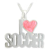 OT016 - Silver Brass Pendant with Epoxy in Rose