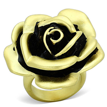 LOA930 - Matte Gold Brass Ring with Epoxy in Jet