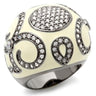 LOA939 - Ruthenium Brass Ring with AAA Grade CZ in Clear
