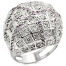 LOA945 - Rhodium Brass Ring with AAA Grade CZ in Fuchsia