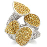 LOA937 - Gold+Rhodium Brass Ring with AAA Grade CZ in Topaz