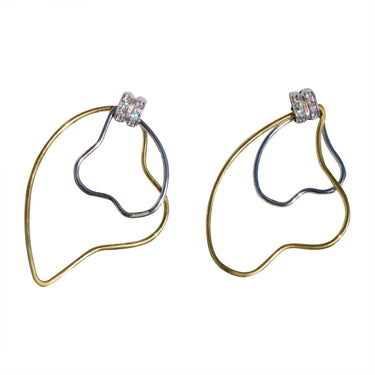 LOAS1370 - Two Tone 925 Sterling Silver Earrings with AAA Grade CZ in Clear