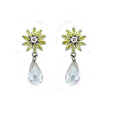 LOAS1332 - Rhodium 925 Sterling Silver Earrings with AAA Grade CZ in Multi Color