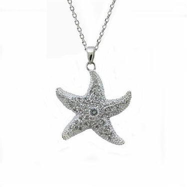 LOAS1325 - High-Polished 925 Sterling Silver Chain Pendant with AAA Grade CZ in Clear