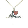 LOA540 - Silver Brass Chain Pendant with Epoxy in Rose