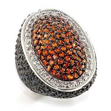 LOA577 - Rhodium + Ruthenium Brass Ring with AAA Grade CZ in Multi Color