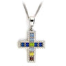 LOA556 - Rhodium 925 Sterling Silver Necklace with AAA Grade CZ in Multi Color