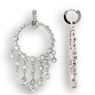 S37108 - Rhodium 925 Sterling Silver Earrings with Top Grade Crystal in Clear