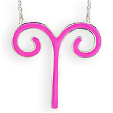 SNK08PINK - Silver Brass Chain Pendant with Epoxy in Rose