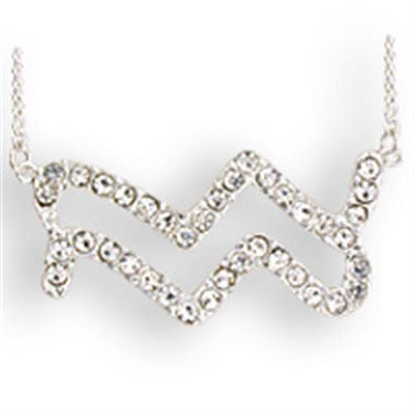 SNK09 - Silver Brass Chain Pendant with Top Grade Crystal in Clear