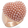 1W059 - Rose Gold Brass Ring with Synthetic Pearl in Rose