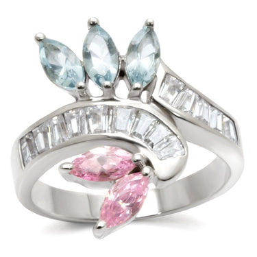 32814 - High-Polished 925 Sterling Silver Ring with AAA Grade CZ in Multi Color
