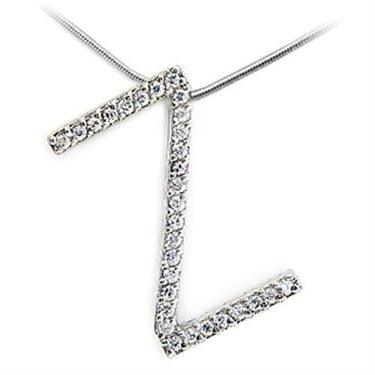 21624 - Rhodium Brass Pendant with AAA Grade CZ in Clear