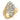 2W029 - Gold+Rhodium Brass Ring with AAA Grade CZ in Clear