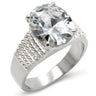 21118 - High-Polished 925 Sterling Silver Ring with AAA Grade CZ in Clear