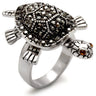 0W285 - Rhodium Brass Ring with Top Grade Crystal in Multi Color