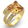 31221 - Gold+Rhodium 925 Sterling Silver Ring with AAA Grade CZ in Champagne