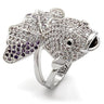 1W085 - Rhodium Brass Ring with AAA Grade CZ in Multi Color
