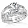 1W164 - Rhodium Brass Ring with AAA Grade CZ in Clear