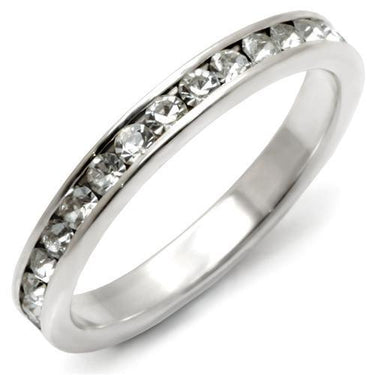 35128 - High-Polished 925 Sterling Silver Ring with Top Grade Crystal in Clear