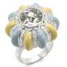 0W308 - Rhodium Brass Ring with AAA Grade CZ in Clear