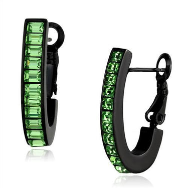 TK2534 - IP Black(Ion Plating) Stainless Steel Earrings with Top Grade Crystal in Peridot