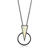 TK2524 - IP Black(Ion Plating) Stainless Steel Chain Pendant with Leather in White