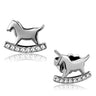TK2153 - High polished (no plating) Stainless Steel Earrings with Top Grade Crystal in Clear