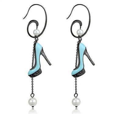 TK2721 - IP Light Black (IP Gun) Stainless Steel Earrings with Synthetic Pearl in White