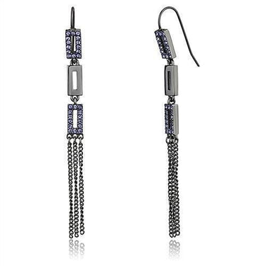 TK2722 - IP Light Black (IP Gun) Stainless Steel Earrings with Top Grade Crystal in Tanzanite