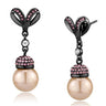 TK2710 - IP Light Black (IP Gun) Stainless Steel Earrings with Synthetic Pearl in Rose