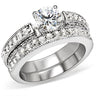 5X016 - Rhodium Brass Ring with AAA Grade CZ in Clear