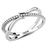 DA155 - High polished (no plating) Stainless Steel Ring with AAA Grade CZ in Clear