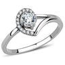 DA165 - High polished (no plating) Stainless Steel Ring with AAA Grade CZ in Clear