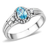 DA166 - High polished (no plating) Stainless Steel Ring with AAA Grade CZ in Sea Blue