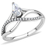DA149 - High polished (no plating) Stainless Steel Ring with AAA Grade CZ in Clear