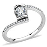 DA151 - High polished (no plating) Stainless Steel Ring with AAA Grade CZ in Clear