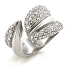 9W076 - Rhodium Brass Ring with AAA Grade CZ in Clear