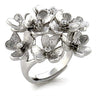 9W052 - Rhodium Brass Ring with AAA Grade CZ in Clear