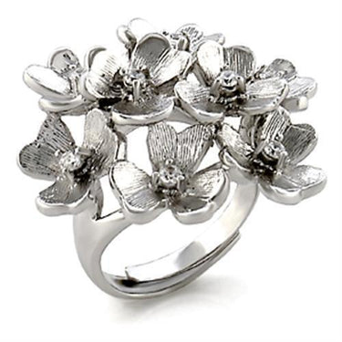 9W052 - Rhodium Brass Ring with AAA Grade CZ in Clear