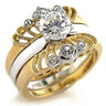 44710 - Gold+Rhodium Brass Ring with AAA Grade CZ in Clear