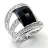 7X055 - Rhodium Brass Ring with AAA Grade CZ in Jet