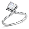DA136 - High polished (no plating) Stainless Steel Ring with AAA Grade CZ in Clear