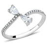 DA139 - High polished (no plating) Stainless Steel Ring with AAA Grade CZ in Clear